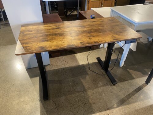 Electric Standing Desk with Rustic Wood Top