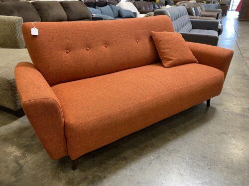 Burnt Orange Button Backed Sofa
