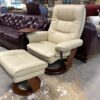 Benchmaster Stress-Free Swivel Reclining Chair w/ Storage Ottoman