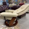 Benchmaster Stress-Free Swivel Reclining Chair w/ Storage Ottoman