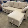 Light Khaki Sectional with Pullout Sleeper and Storage Chaise