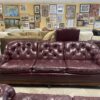 Maroon Leather Studded Couch