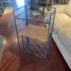 Black Iron Wine Rack with Wicker and Glass Shelves