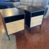 Black Oak Soft Close Nightstands  with Natural Wood Door (Set of 2)