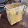 Rolling Butcher Block Kitchen Cart with Storage and Drop Leaf