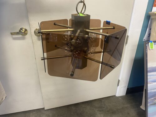 Hexagon Smoked Plexi Glass Chandelier