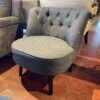 Grey Button Tuft Swivel Chair