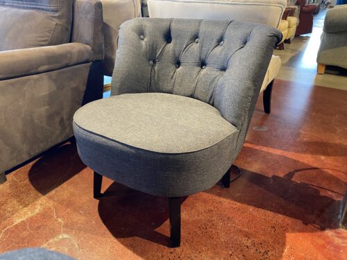 Grey Button Tuft Swivel Chair
