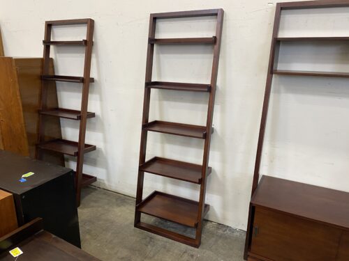 CRATE & BARREL Dark Red Leaning Ladder 5 Tier Bookshelf