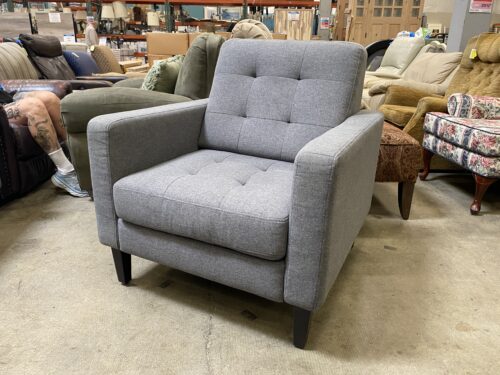 Modern Light Grey Tufted Cushion Arm Chair