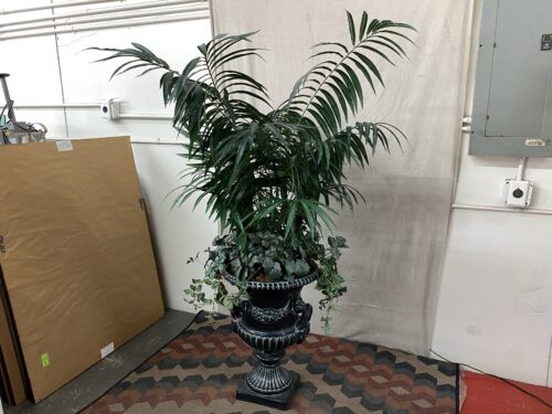 Faux Plant w/ Ornate Black Vase