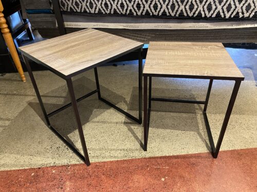 Metal Frame Grey Top Nesting Table Set (2)