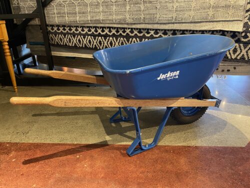 JACKSON Blue Steel 6 Cu. Ft. Wheelbarrow w/ Leg Stabilizers