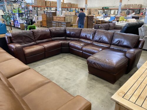 NATUZZI XXXL Warm Brown Leather 4 piece U-Sectional