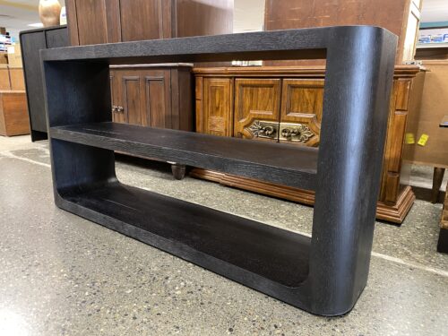 RESTORATION HARDWARE Oslo Open Console Table in Aged Black Oak