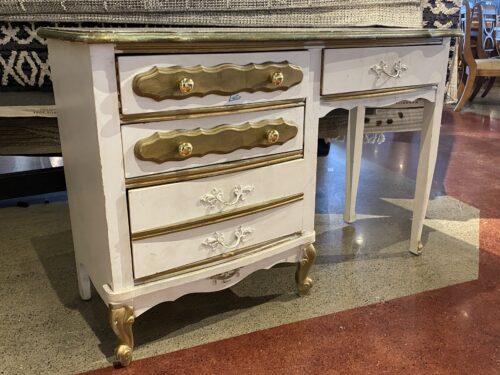 Gold Trim 4-Drawer Writing Desk