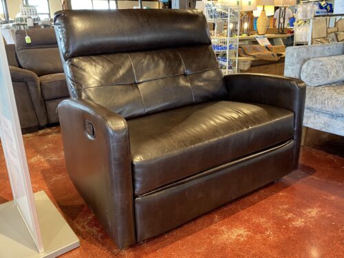 Wide Rich Brown Manual Recliner Cuddle Chair