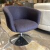 Navy Blue Wool Swivel Chair