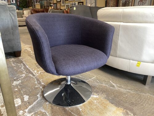 Navy Blue Wool Swivel Chair