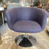 Navy Blue Wool Swivel Chair