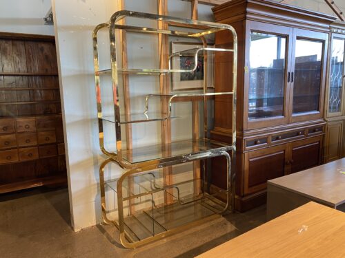 Milo Baughman Mid-Century Modernist Multi-Level Glass Shelf Display, 2Pc.
