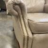 Light Khaki Leather Rollarm Wingback Push-Recliner