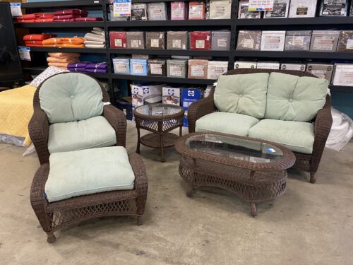 Russet Brown Faux Wicker 5 Piece Patio Set