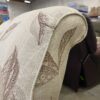 Off-White Arm Chair with Beige Falling Leaves Design