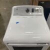 GE White Front-Load Dryer with Black Glass Door