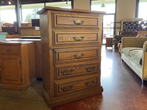 Traditional Warm Tone Tallboy Dresser