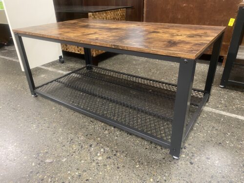 Rustic Industrial Coffee Table w/ Mesh Shelf
