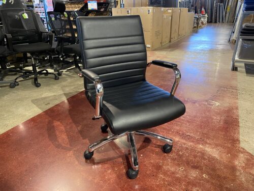 Adjustable Height Black & Silver Office Chair