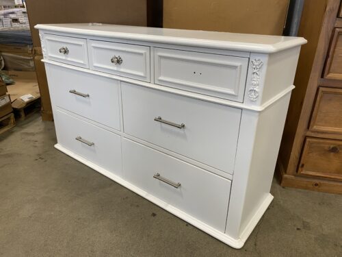 White Victorian Style 7 Drawer Dresser