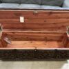 LANE Vintage Red Cedar Blanket Storage Bench with Leather Seat