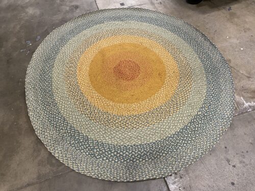 Vintage Hand Braided Jute Rainbow Circular Rug