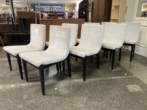 Set of 8 Modern White Velvet Dining Chairs