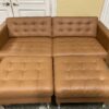 IKEA Morabo Golden Brown Leather Sofa w/ 2 Matching Ottomans