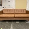 IKEA Morabo Golden Brown Leather Sofa w/ 2 Matching Ottomans