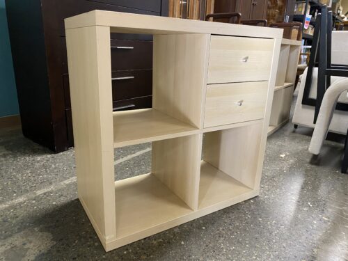 Blonde Cubic Cabinet w/ 2 Drawers