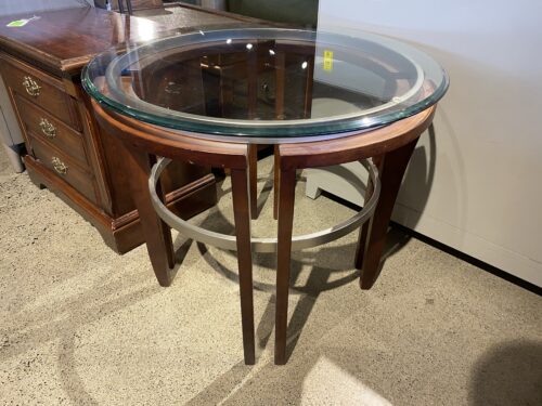 Modern Circular Glass Top End Table