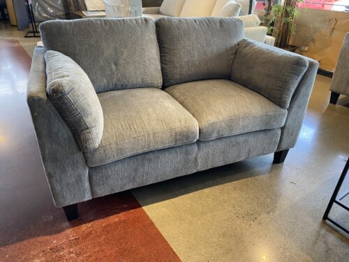 Grey Chenille Two Seater with Side Pillows