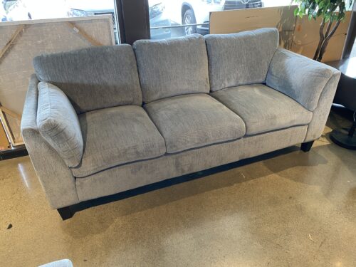 Grey Chenille Three Seater with Side Pillows