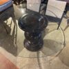 Round Glass Top Dining Table with a Hourglass Pedestal Base