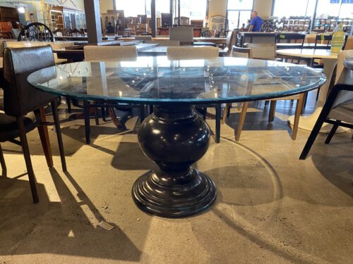 Round Glass Top Dining Table with a Hourglass Pedestal Base