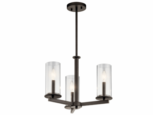 KICHLER Old Bronze 3 Light Clear Glass Fixture Model #43997OZ