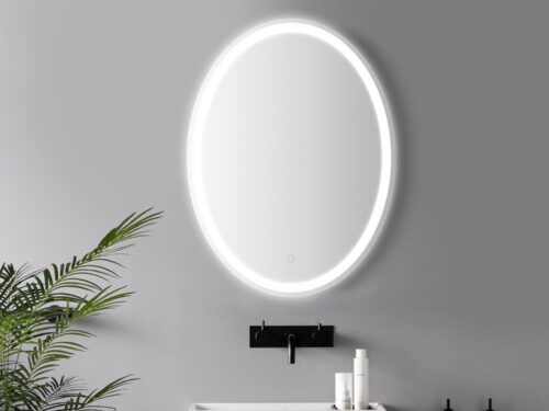 JONATHAN Y Dane 20" x 28" Oval Frameless Antifog Bathroom Vanity Mirror with Smart Touch