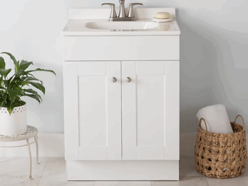 NEW! PROJECT SOURCE 24" Vanity w/ White Cultured Marble Top