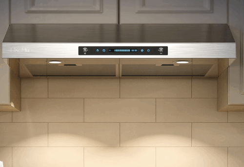 HISOHU 36" Under Cabinet Range Hood, Stainless Steel Model #IKC02-36-A