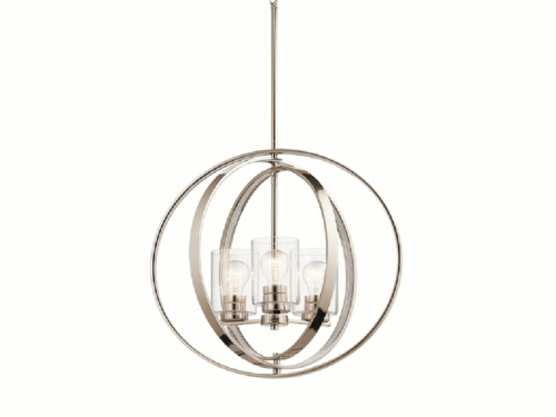 NEW! KICHLER Angelica 3-Light Polished Nickel Globe Pendant