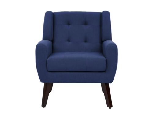 UIXE Navy Blue Linen Upholstered Armchair